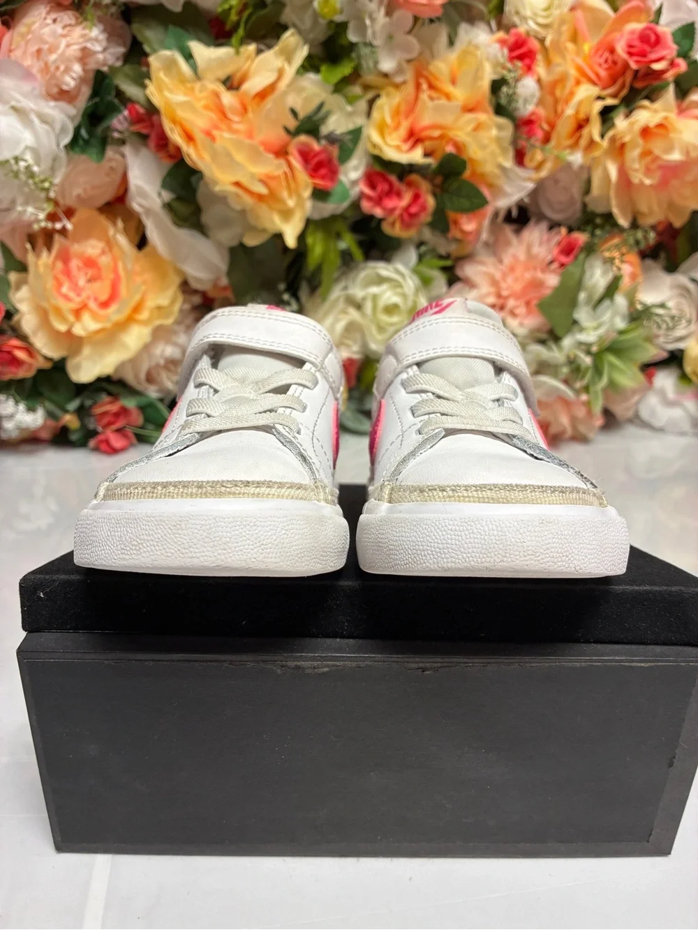 Nike Court Legacy Leather Toddler Sneakers White Laser Fuchsia Girls Size 8C TD